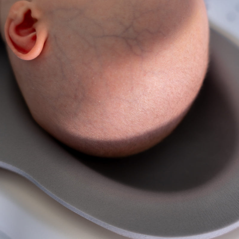 The head cup is contoured to the ideal anatomical shape